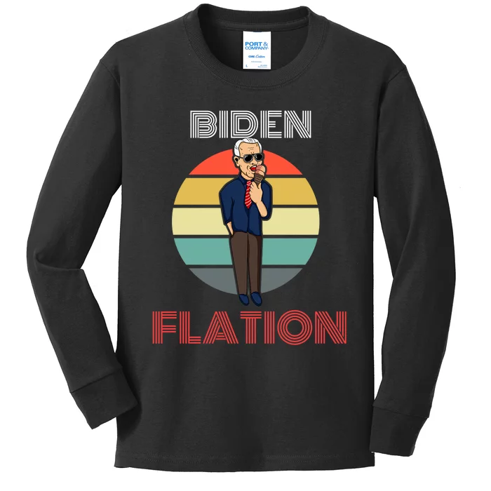 Biden Flation Joe Biden Sunset Kids Long Sleeve Shirt