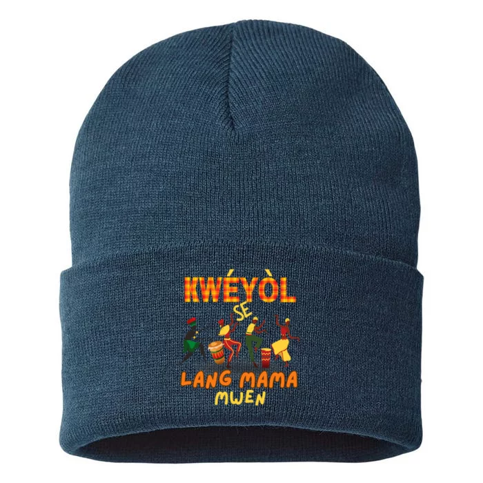 Bonne Fete Kweyol Happy Jounen Kweyol Day Saint Lucia Creole Sustainable Knit Beanie