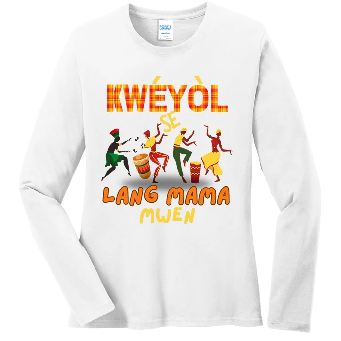 Bonne Fete Kweyol Happy Jounen Kweyol Day Saint Lucia Creole Ladies Long Sleeve Shirt