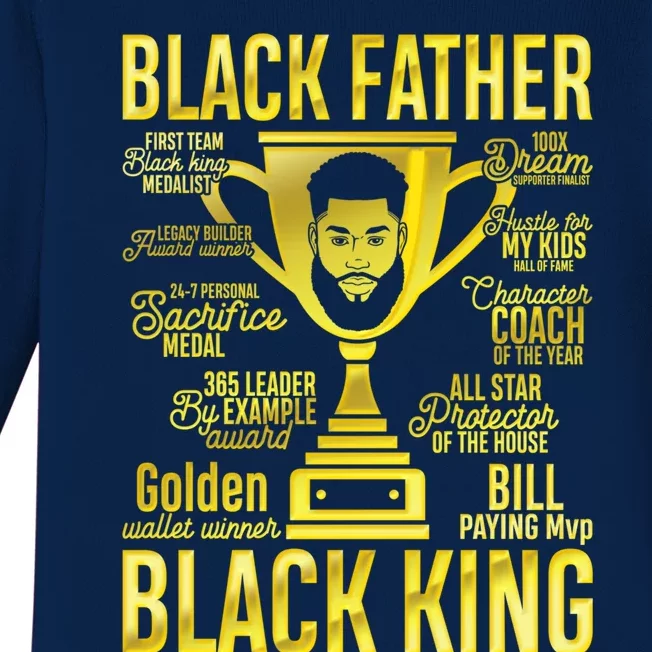 Black Father King Father's Day Juneteenth Black Dad Papa Gift Baby Long Sleeve Bodysuit