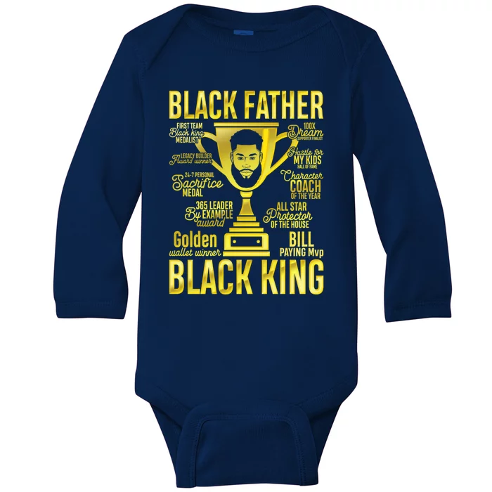 Black Father King Father's Day Juneteenth Black Dad Papa Gift Baby Long Sleeve Bodysuit