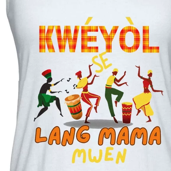 Bonne Fete Kweyol Happy Jounen Kweyol Day Saint Lucia Creole Ladies Essential Flowy Tank