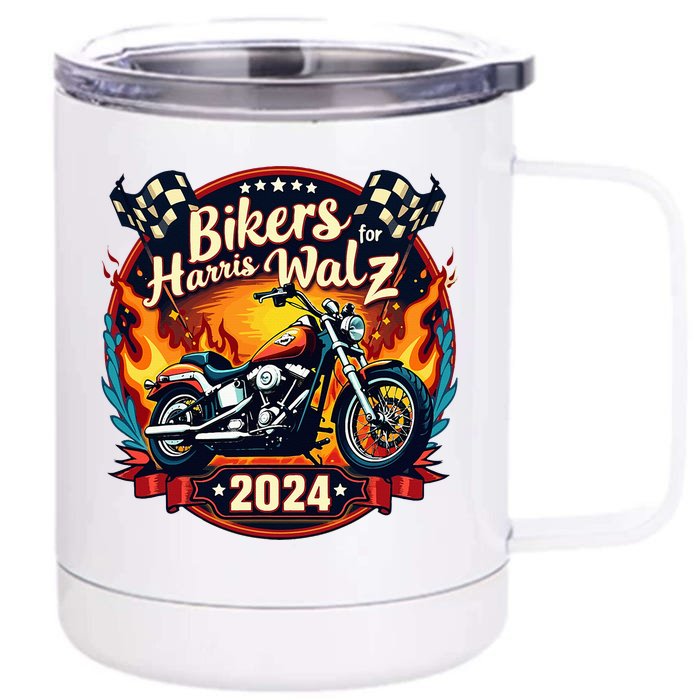 Bikers For Kamala Harris Making 2024 Motorcycle Front & Back 12oz Stainless Steel Tumbler Cup