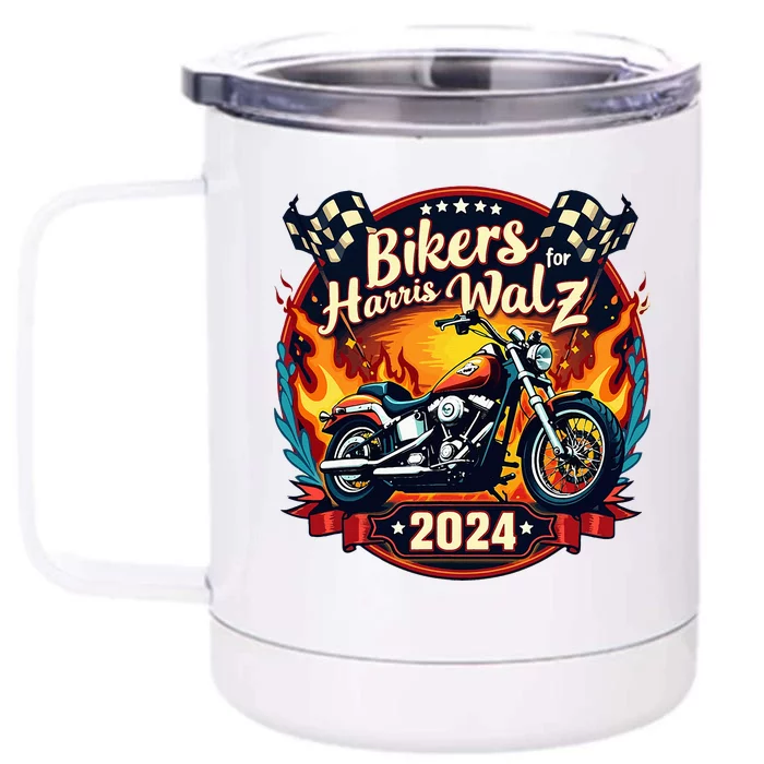 Bikers For Kamala Harris Making 2024 Motorcycle Front & Back 12oz Stainless Steel Tumbler Cup