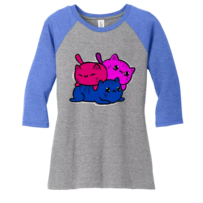 Bisexual Funny Kawaii Kitten Lgbt Pride Month Cat Bi Funny Gift Women's Tri-Blend 3/4-Sleeve Raglan Shirt