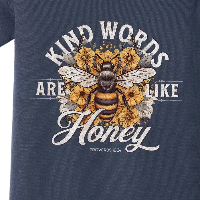 Bee Flowers Kind Words Are Like Honey Cute Baby Bodysuit