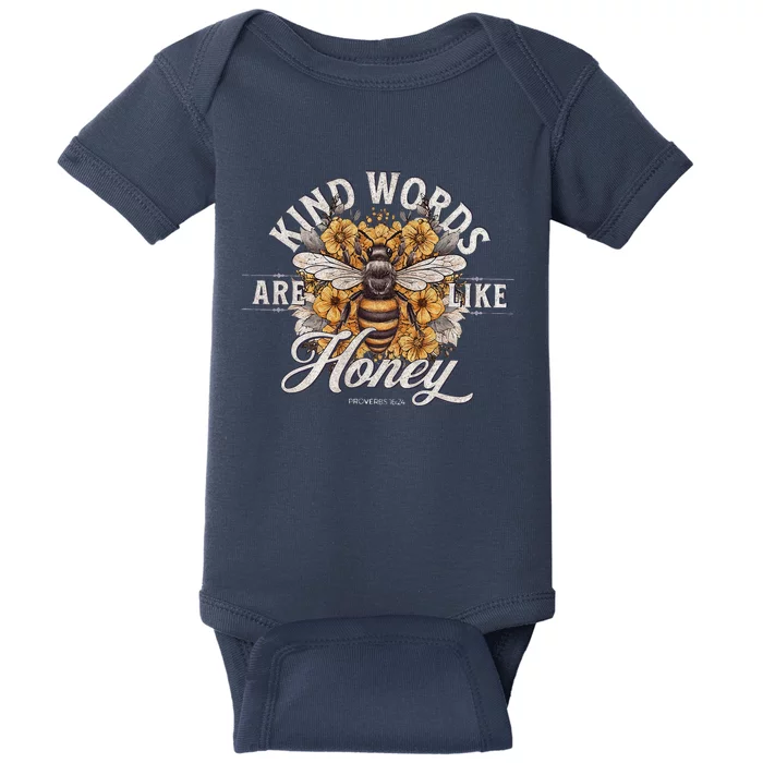 Bee Flowers Kind Words Are Like Honey Cute Baby Bodysuit