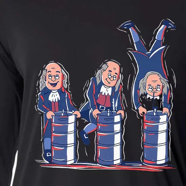 Benjamin Franklin Keg Stand Funny Cooling Performance Long Sleeve Crew