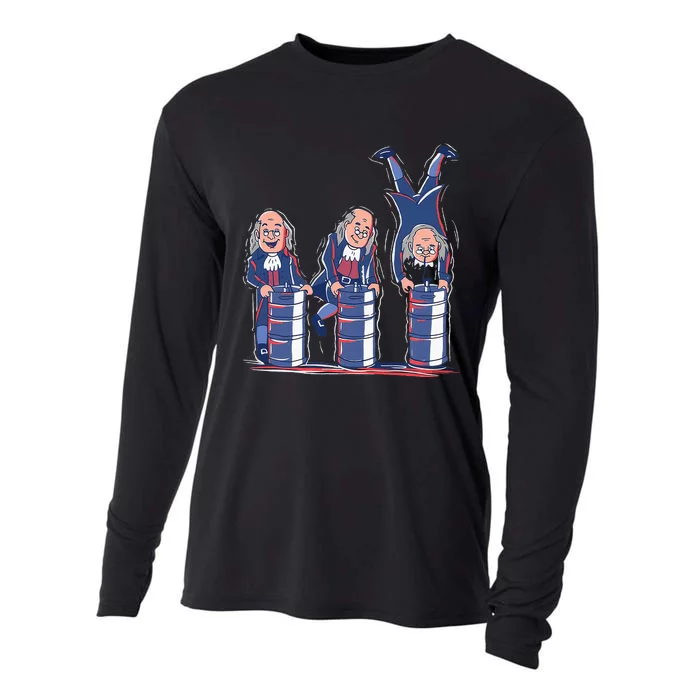 Benjamin Franklin Keg Stand Funny Cooling Performance Long Sleeve Crew