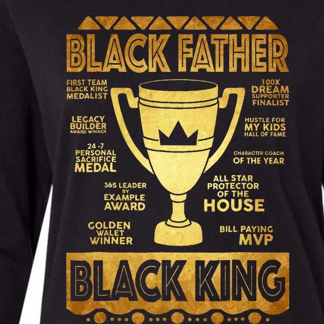 Black Father King Fathers Day Dad Husband Dope Leader Womens Cotton Relaxed Long Sleeve T-Shirt