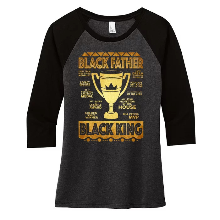 Black Father King Fathers Day Dad Husband Dope Leader Women's Tri-Blend 3/4-Sleeve Raglan Shirt