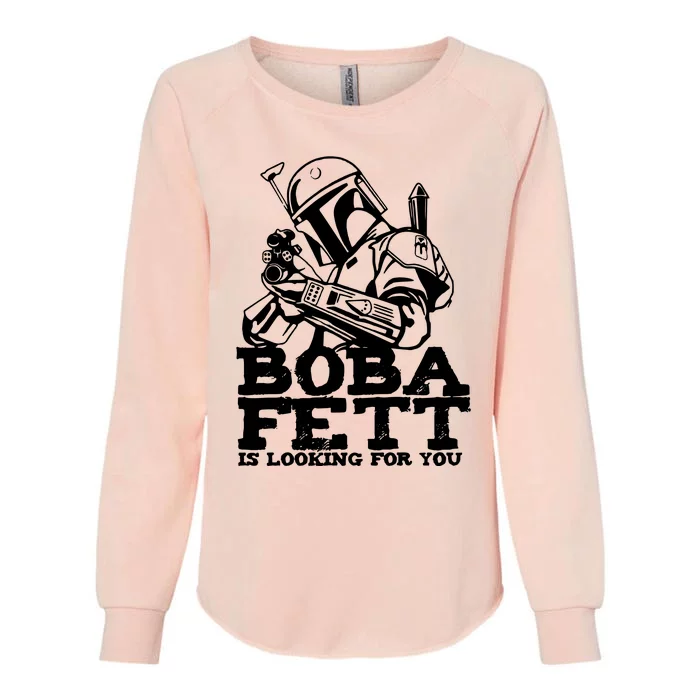 Boba Fett Looking For You Womens California Wash Sweatshirt