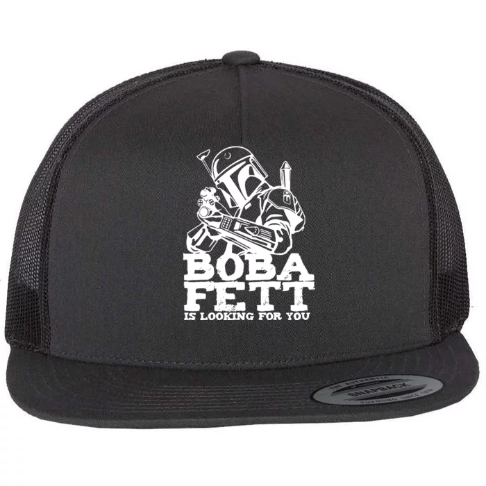 Boba Fett Looking For You Flat Bill Trucker Hat