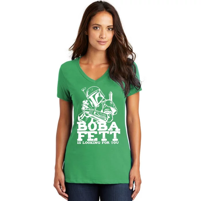 Boba Fett Looking For You Women's V-Neck T-Shirt