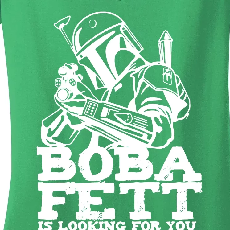 Boba Fett Looking For You Women's V-Neck T-Shirt