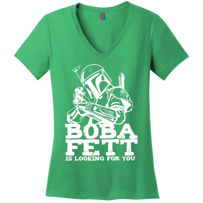 Boba Fett Looking For You Women's V-Neck T-Shirt