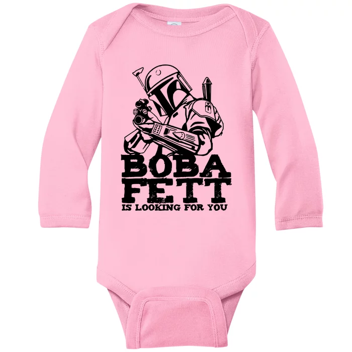 Boba Fett Looking For You Baby Long Sleeve Bodysuit