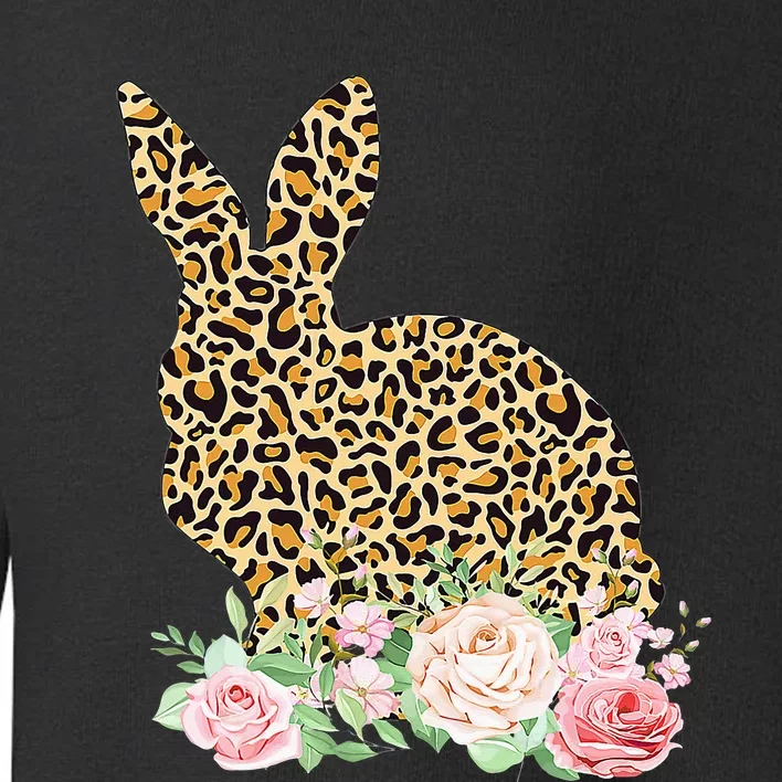 Bunny Flowers Leopard  Happy Easter Day Toddler Sweatshirt