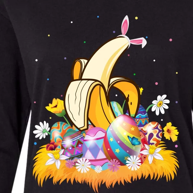 Banana Fruit Lover Easter Egg Funny Banana Easter Sunday Gift Womens Cotton Relaxed Long Sleeve T-Shirt