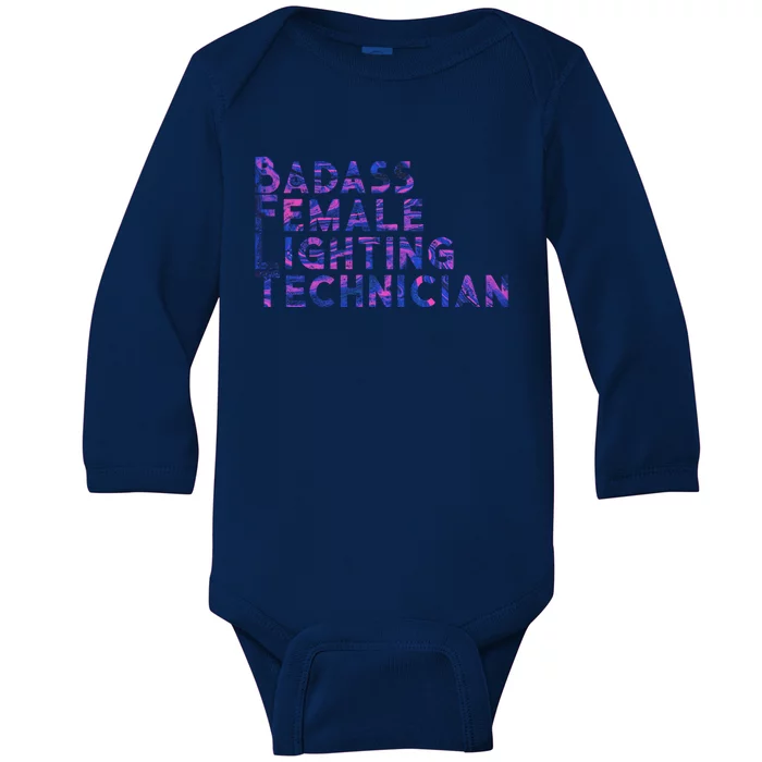 Badass Female Lighting Technician Baby Long Sleeve Bodysuit