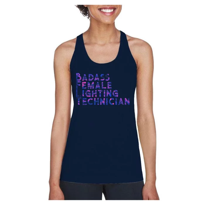 Badass Female Lighting Technician Women's Racerback Tank