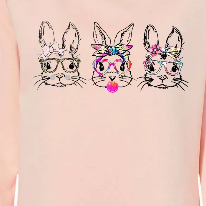 Bunny Face Leopard Glasses Headband Happy Easter Day Womens California Wash Sweatshirt