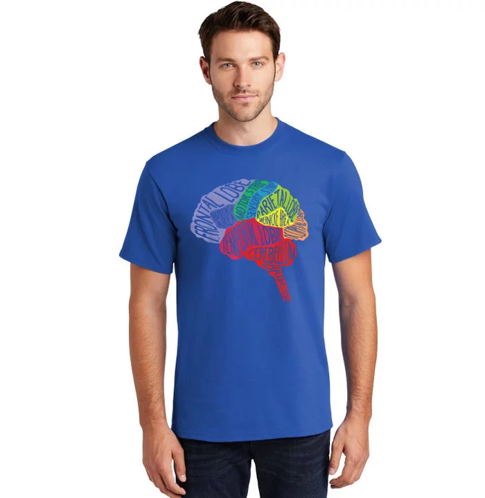 Brain Frontal Lobe Temporal Lobe Cerebellum Brainstem Gift Tall T-Shirt