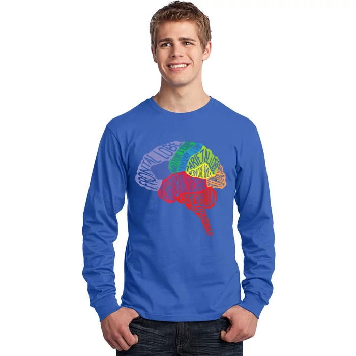 Brain Frontal Lobe Temporal Lobe Cerebellum Brainstem Gift Tall Long Sleeve T-Shirt