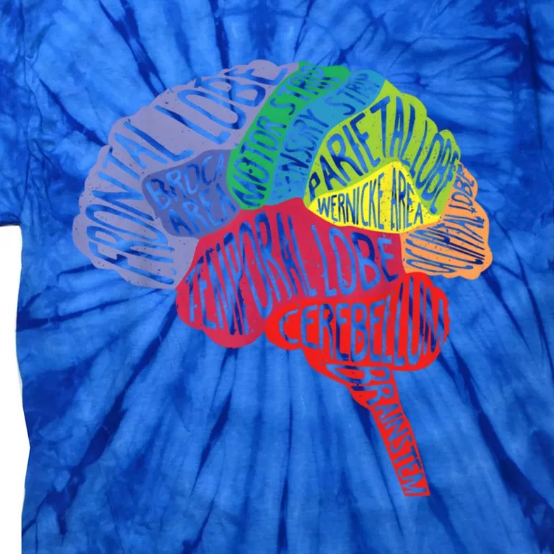 Brain Frontal Lobe Temporal Lobe Cerebellum Brainstem Gift Tie-Dye T-Shirt