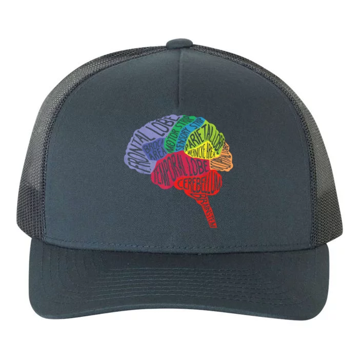 Brain Frontal Lobe Temporal Lobe Cerebellum Brainstem Gift Yupoong Adult 5-Panel Trucker Hat