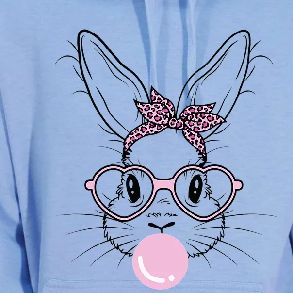 Bunny Face Leopard Glasses Bubble Gum Easter Day Unisex Surf Hoodie