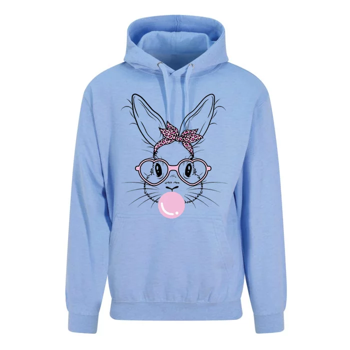 Bunny Face Leopard Glasses Bubble Gum Easter Day Unisex Surf Hoodie