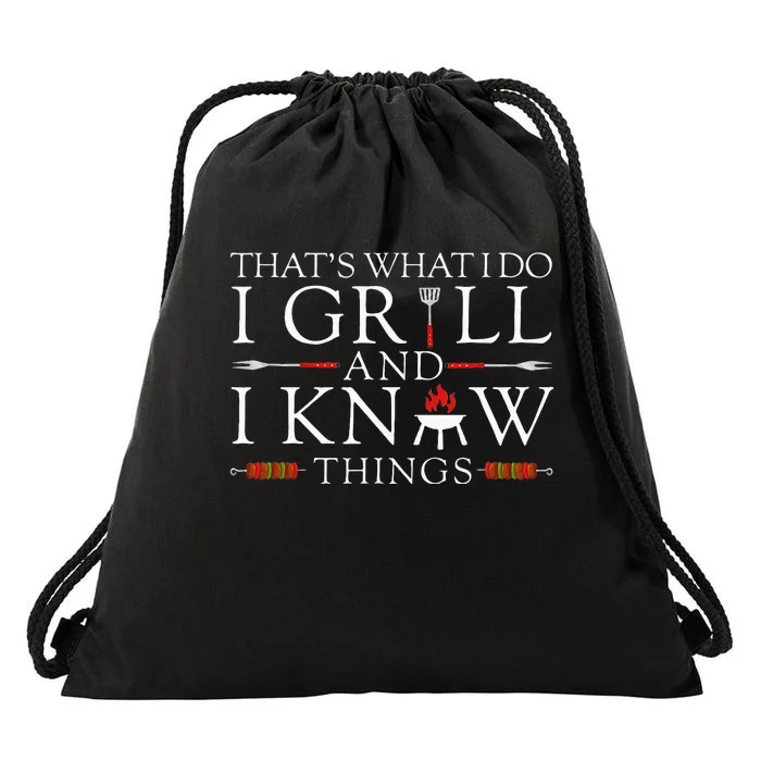 BBQ Food Lover Thats What I Do I Grill And I Know Things Drawstring Bag