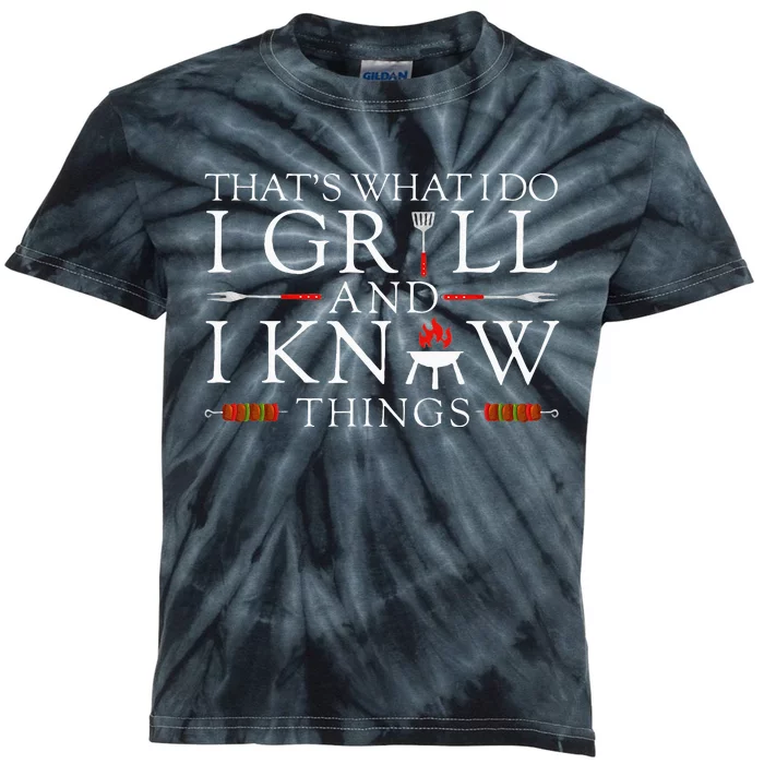 BBQ Food Lover Thats What I Do I Grill And I Know Things Kids Tie-Dye T-Shirt