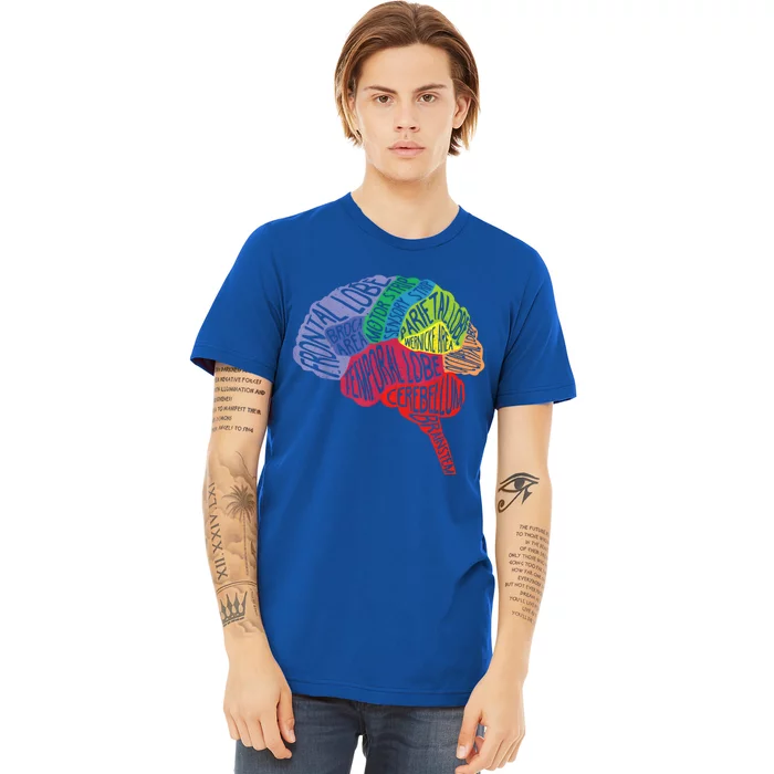 Brain Frontal Lobe Temporal Lobe Cerebellum Brainstem Funny Gift Premium T-Shirt