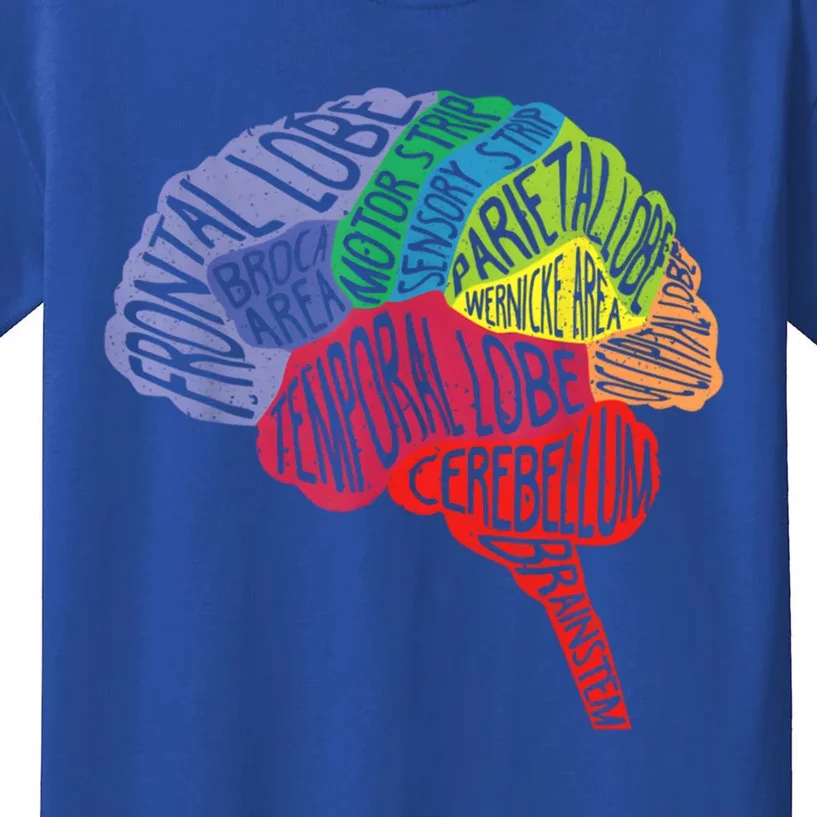 Brain Frontal Lobe Temporal Lobe Cerebellum Brainstem Funny Gift Kids T-Shirt