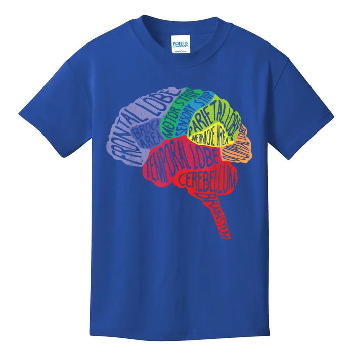 Brain Frontal Lobe Temporal Lobe Cerebellum Brainstem Funny Gift Kids T-Shirt