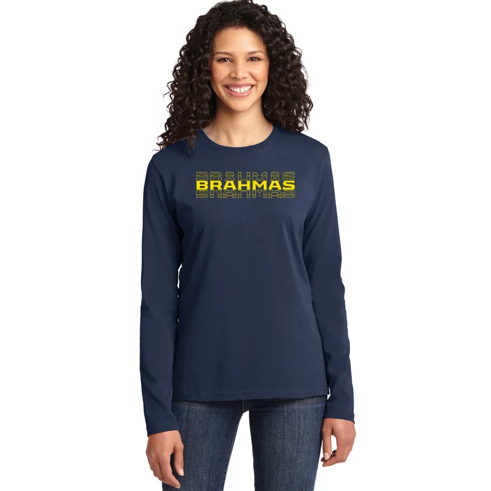 Brahmas Football Logo Ladies Long Sleeve Shirt