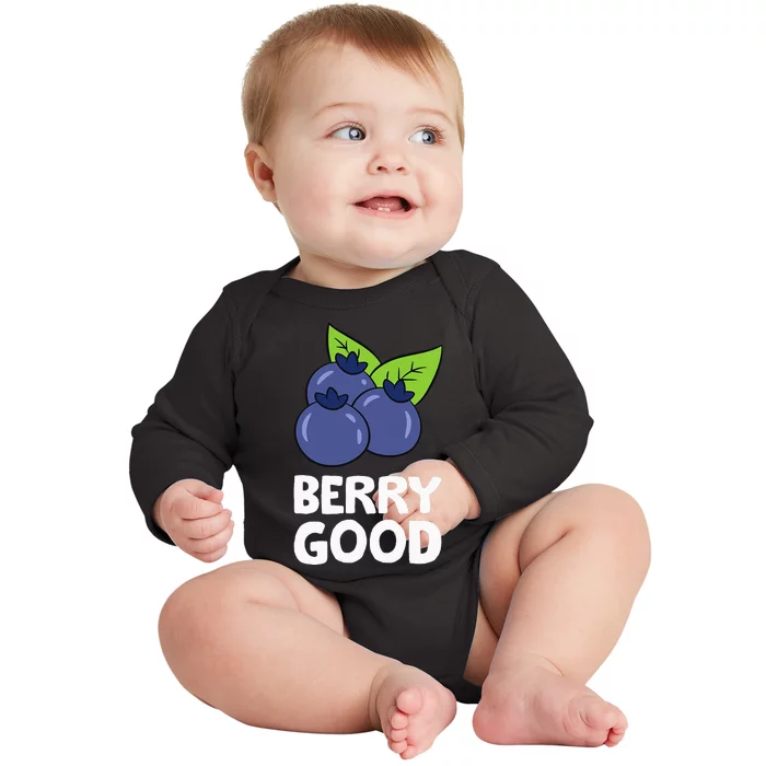 Blueberry Fruit Love Blueberries Berry Good Baby Long Sleeve Bodysuit