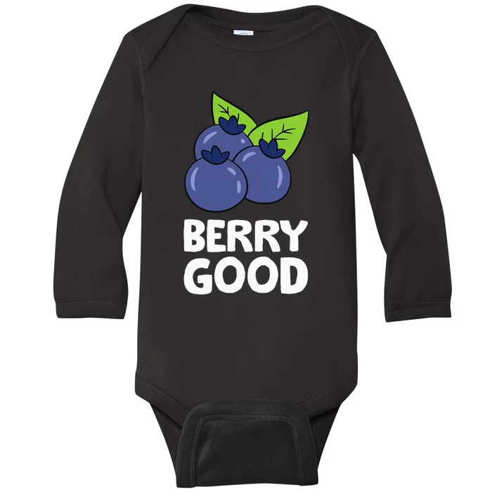 Blueberry Fruit Love Blueberries Berry Good Baby Long Sleeve Bodysuit