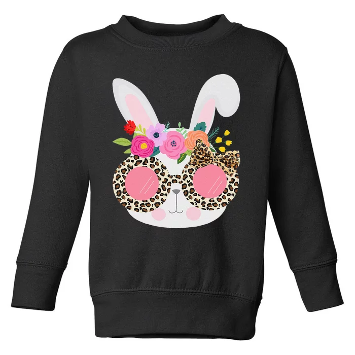 Bunny Face Leopart Print Easter Basket Stuffer Forn Toddler Sweatshirt