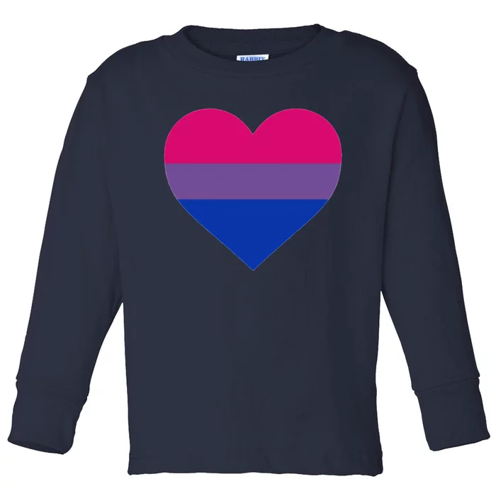 Bisexual Flag, LGBT, Love Heart Pocket Print, Pride March Toddler Long Sleeve Shirt