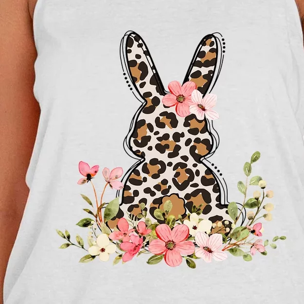 Bunny Floral Leopard Cute Easter Day Outfit Women's Knotted Racerback Tank