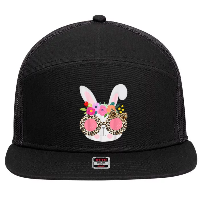 Bunny Face Leopart Print Easter Basket Stuffer For Teen 7 Panel Mesh Trucker Snapback Hat