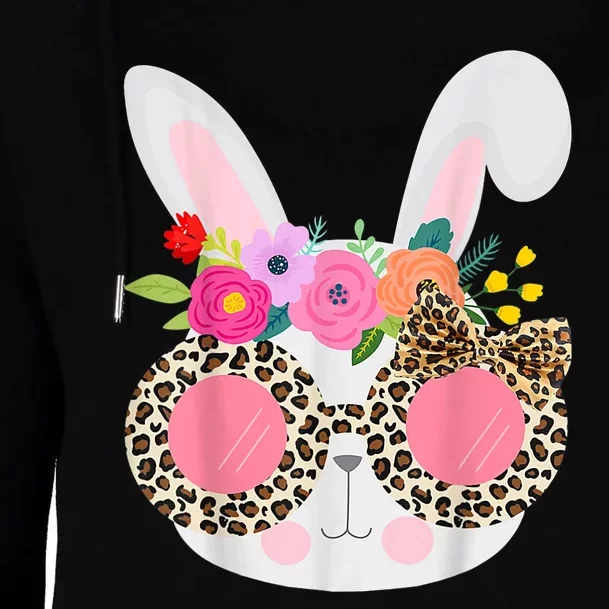 Bunny Face Leopart Print Easter Basket Stuffer For Teen Womens Funnel Neck Pullover Hood