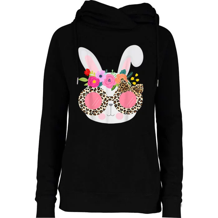 Bunny Face Leopart Print Easter Basket Stuffer For Teen Womens Funnel Neck Pullover Hood