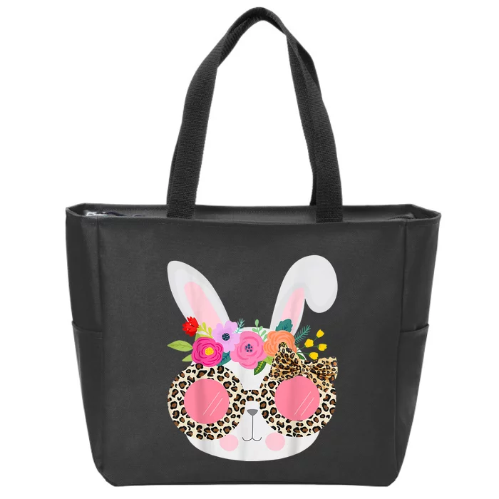 Bunny Face Leopart Print Easter Basket Stuffer For Teen Zip Tote Bag