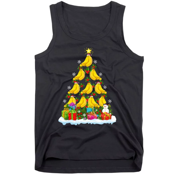 Banana Fruit Lover Xmas Holiday Funny Banana Christmas Tree Tank Top