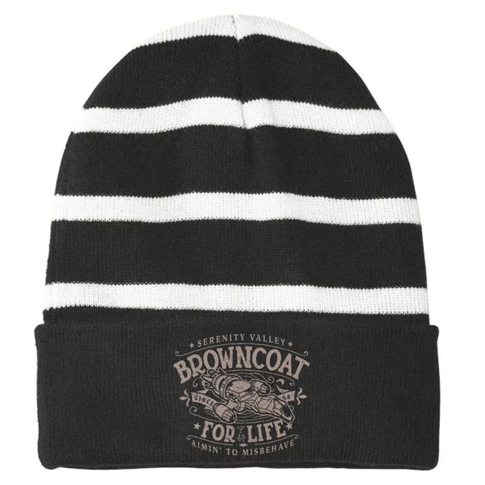 Browncoat For Life Serenity Smuggling And Transport Firefly Striped Beanie with Solid Band