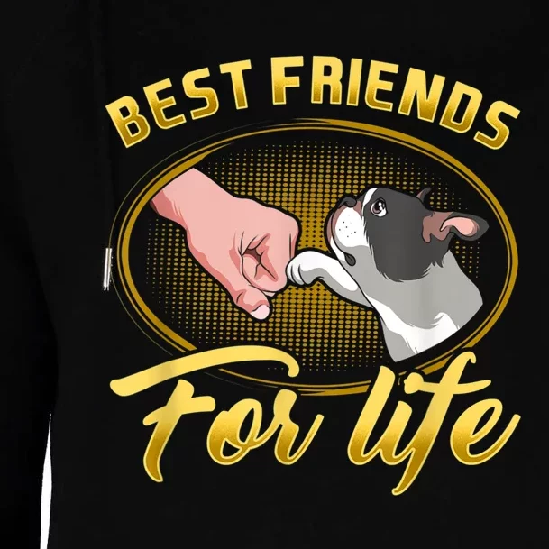 Bestfriends For Life Boston Terrier Dog Mom Dog Dad Funny Womens Funnel Neck Pullover Hood